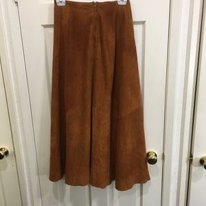 Burnt Sienna Suede Maxi A-Line Skirt
